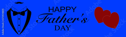 Happy Father's Day Banner, blue background 