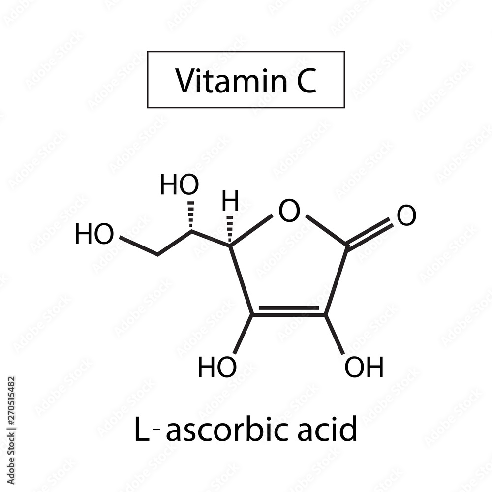Formula of chemical structure of vitamin C (L ascorbic acid).Vector EPS 10.  Stock Vector | Adobe Stock