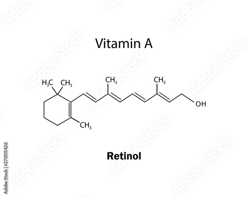 Formula of chemical structure of vitamin A.Vector EPS 10.