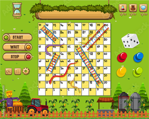 A snake ladder game template