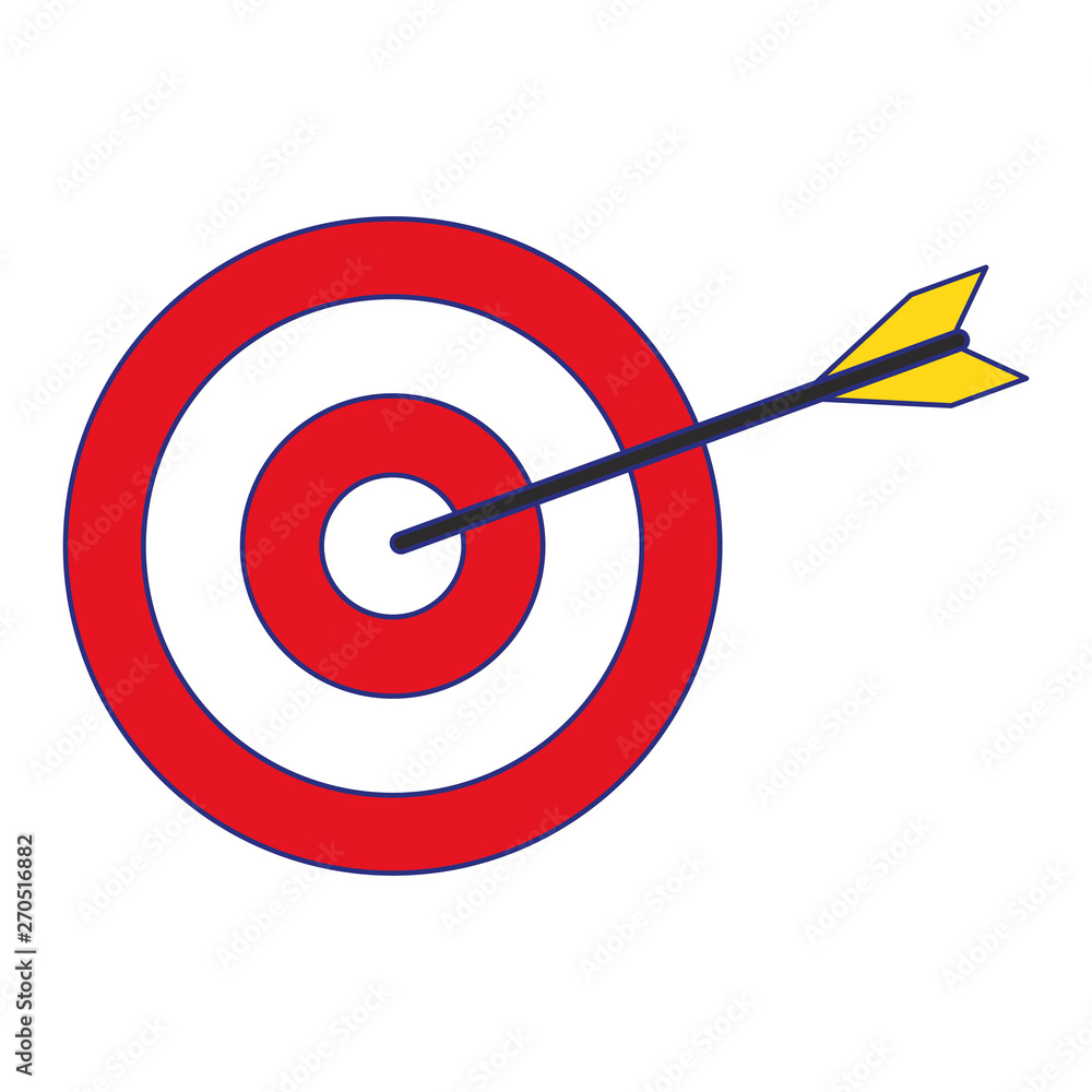 Target dartboard with arrow symbol isolated blue lines