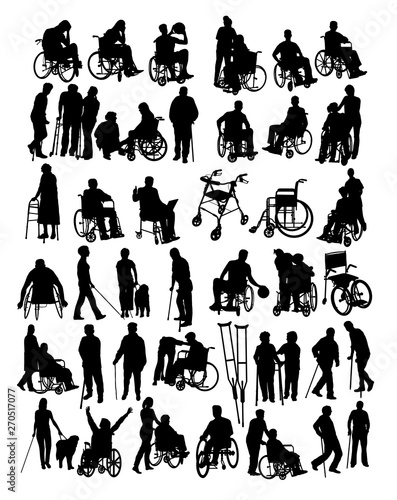 Disabled People Activity Silhouettes, art vector design 