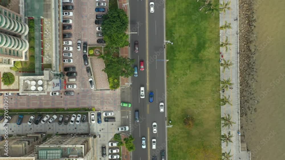 sunny day zhuhai city famous traffic bay view aerial topdown panorama 4k china sunny day zhuhai city famous traffic bay view aerial topdown panorama 4k china