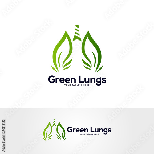 green lungs logo designs template, respiratory system logo designs