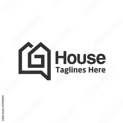 creative Simple house logo vector, Abstract simple art house Logo Design Template 