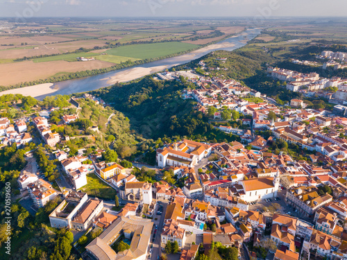Aerial view of  Santarem city with buildings and landscape, Portugal photo