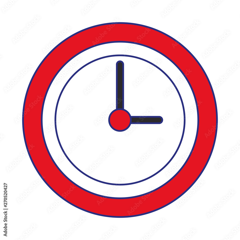 Wall clock round frame isolated symbol blue lines Wall clock round frame isolated symbol blue lines