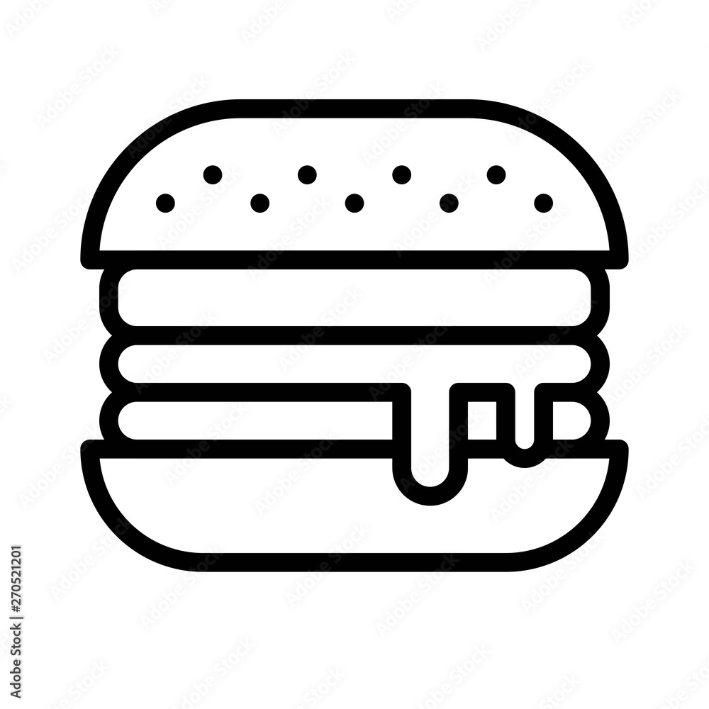 Hamburger vector, Barbecue related line style editable stroke icon Hamburger vector, Barbecue related line style editable stroke icon