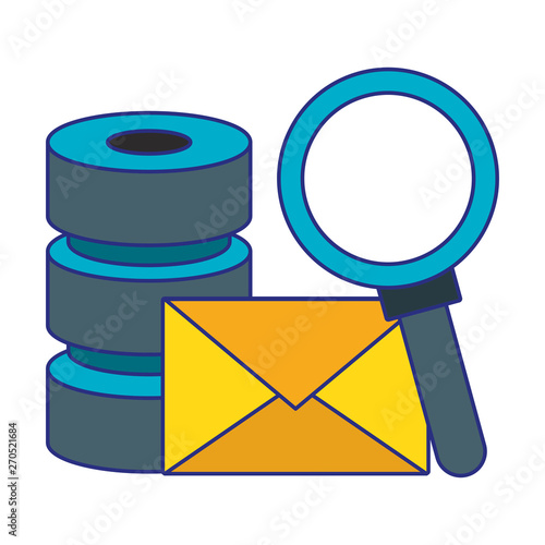 Business and office technology symbols blue lines