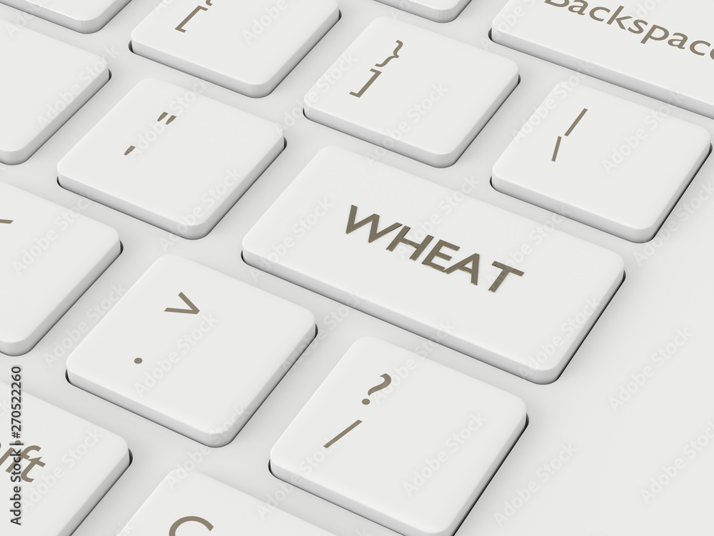 3d render of keyboard with wheat key 3d render of keyboard with wheat key