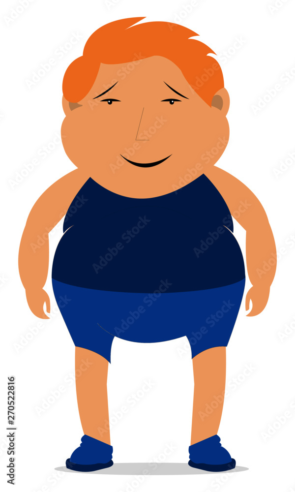happy Fat man in blue t-shirt and shorts. happy Fat man in blue t-shirt and shorts.