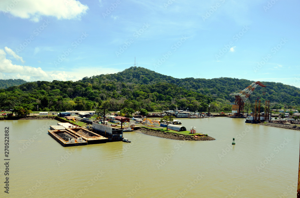 Industrial landscape of the Panama Canal.