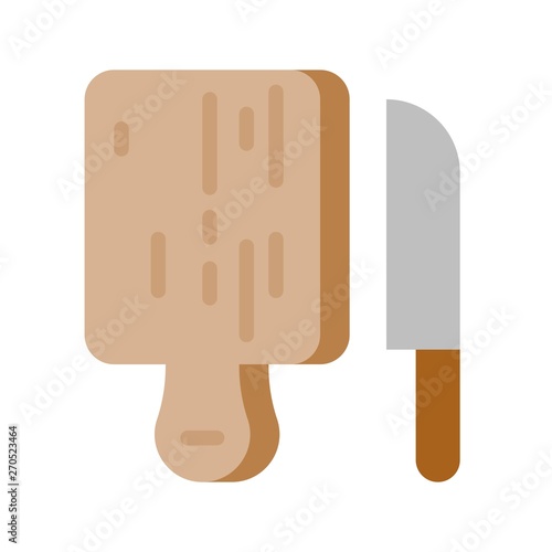 Knife and chopping boad vector, Barbecue related flat style icon