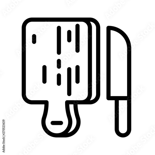 Knife and chopping boad vector, Barbecue related line style editable stroke icon