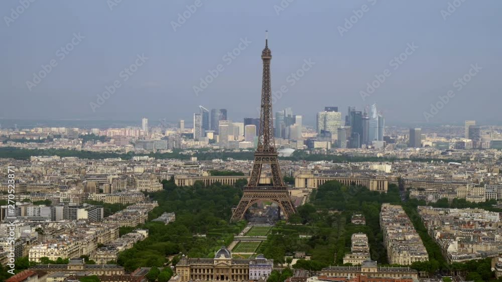 Steady shot of the Eiffel Tower from the Montparnasse Tower, in Paris, daytime. Steady shot of the Eiffel Tower from the Montparnasse Tower, in Paris, daytime.