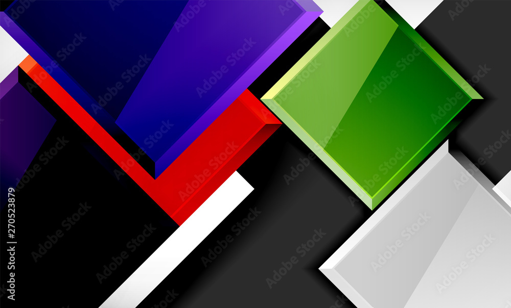 Bright colorful square shape blocks geometrical background