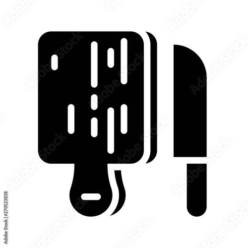 Knife and chopping boad vector, Barbecue related solid style icon