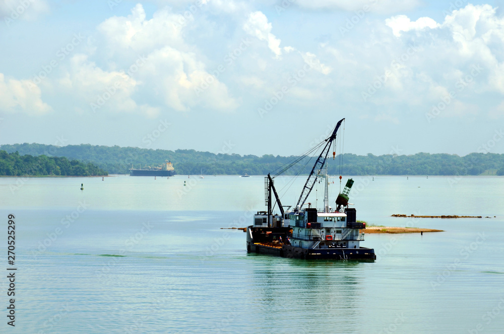 Panama Canal dredger in operation.