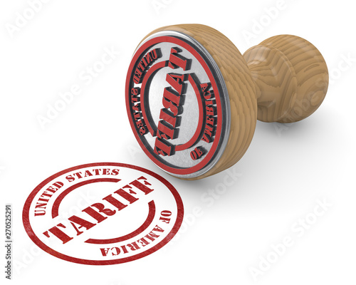 Fotografie 3d render of USA trade tariff stamp