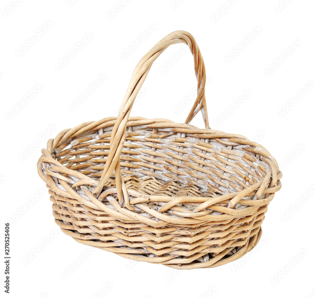 Obraz premium Wicker basket isolated on white background.
