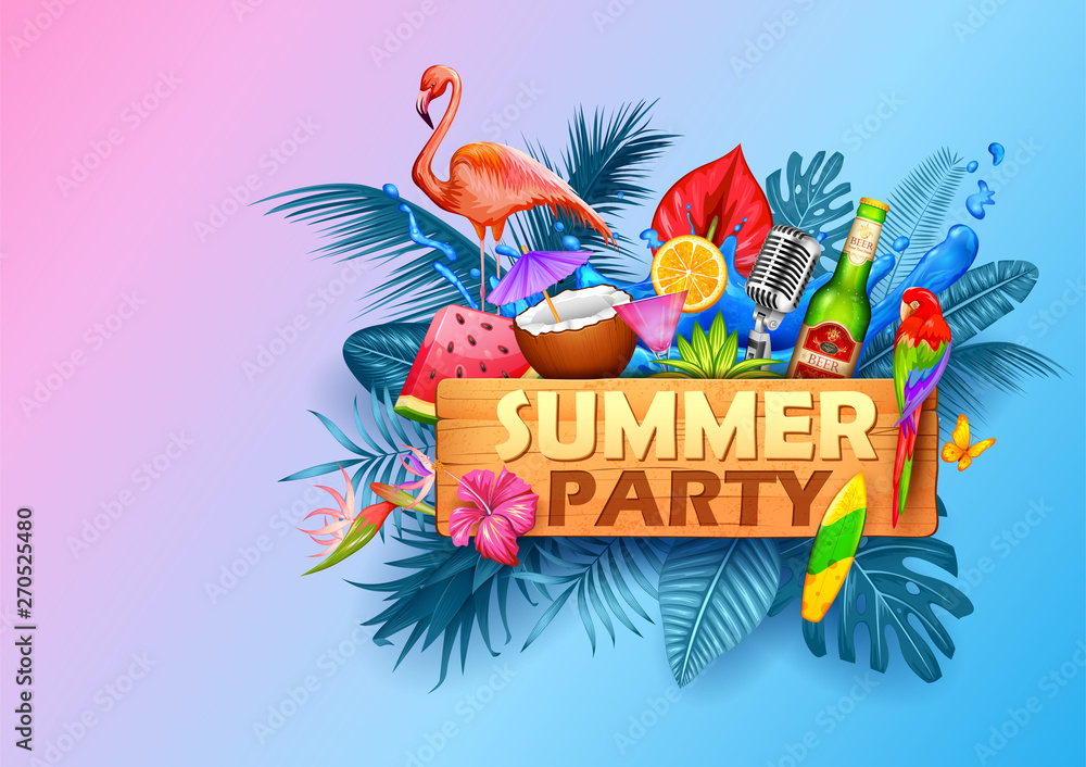 illustration of Summer time poster wallpaper for fun party invitation