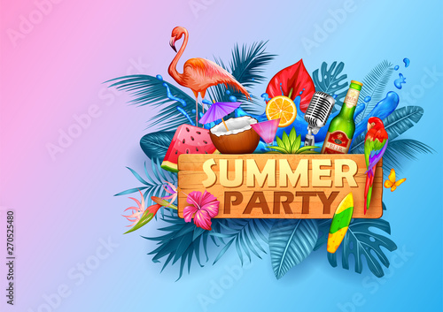 illustration of Summer time poster wallpaper for fun party invitation banner template
