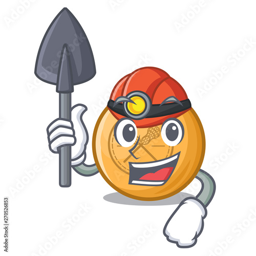 Miner lacrosse ball in the mascot shape photo