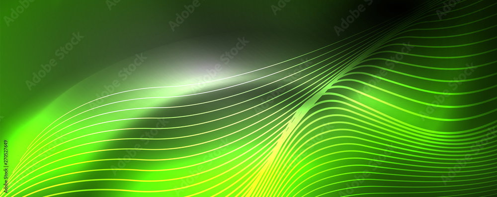 Neon vector wave lines abstract background, magic futuristic techno design Neon vector wave lines abstract background, magic futuristic techno design