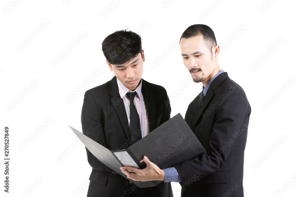 Business people, discussion of the Treaty. Isolated on white background. Business people, discussion of the Treaty. Isolated on white background.