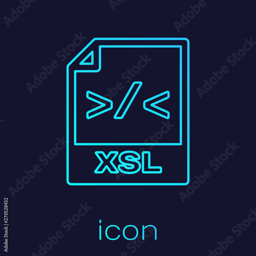 Turquoise XSL file document icon. Download xsl button line icon isolated on blue background. Excel file symbol. Vector Illustration photo