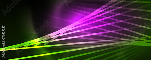 Vector neon light lines concept, abstract background