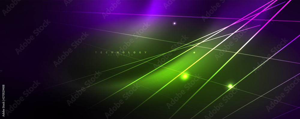 Color light with lines, outer space background, bright rays