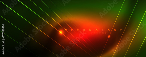 Vector neon light lines concept, abstract background
