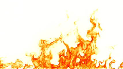 Fire flames isolated on white background.