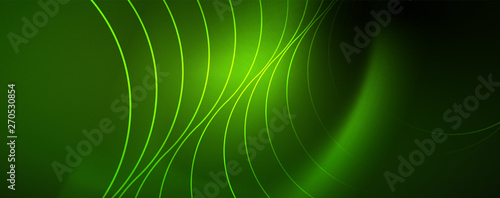Shiny neon lines template - northern lights glowing blur lines. Futuristic style glow neon 80s disco club or night party techno template