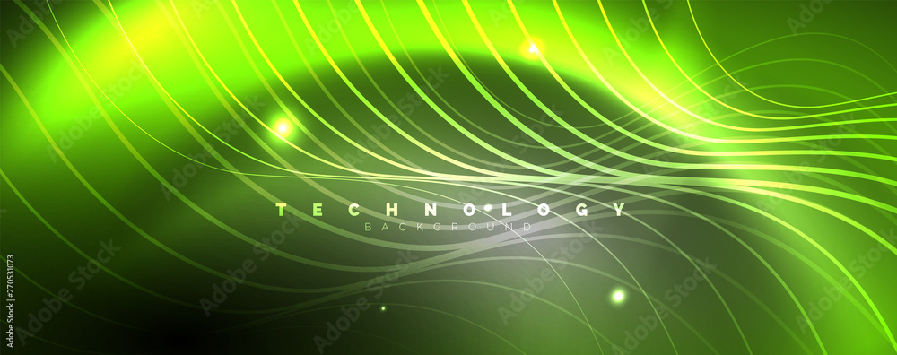 Shiny neon lights, dark abstract background with blurred magic neon light curved lines Shiny neon lights, dark abstract background with blurred magic neon light curved lines