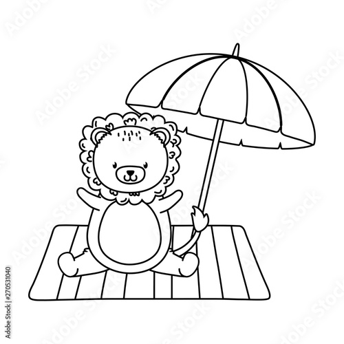 cute lion enjoying summer time cartoon