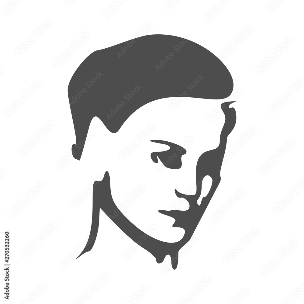 Face half turn view. Elegant silhouette of a female head. Face half turn view. Elegant silhouette of a female head.