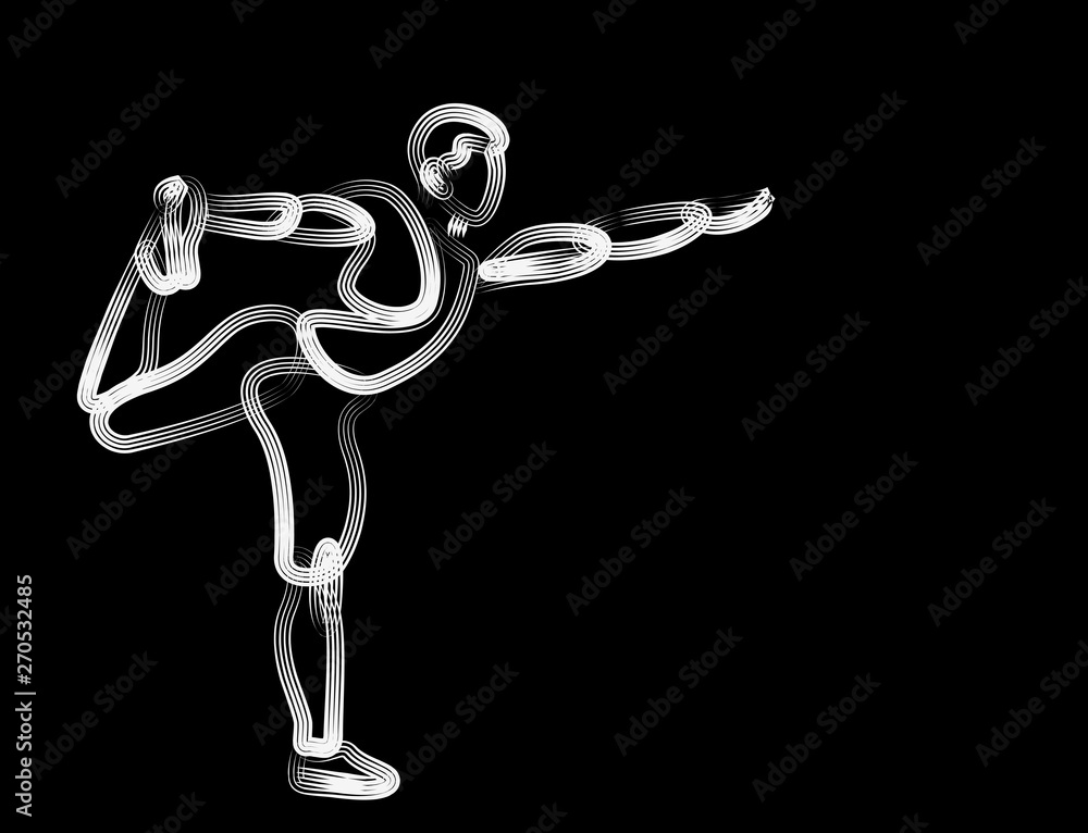 Obraz premium Sports doing exercises 3d Color line art vector illustration.