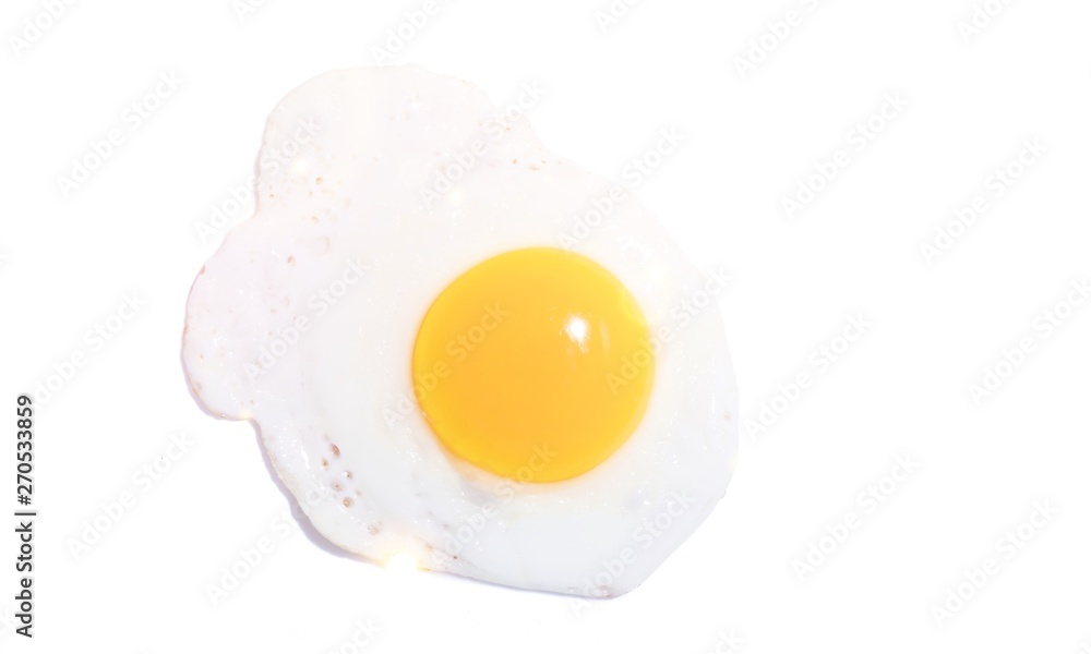 Fried yellow egg on white background Fried yellow egg on white background