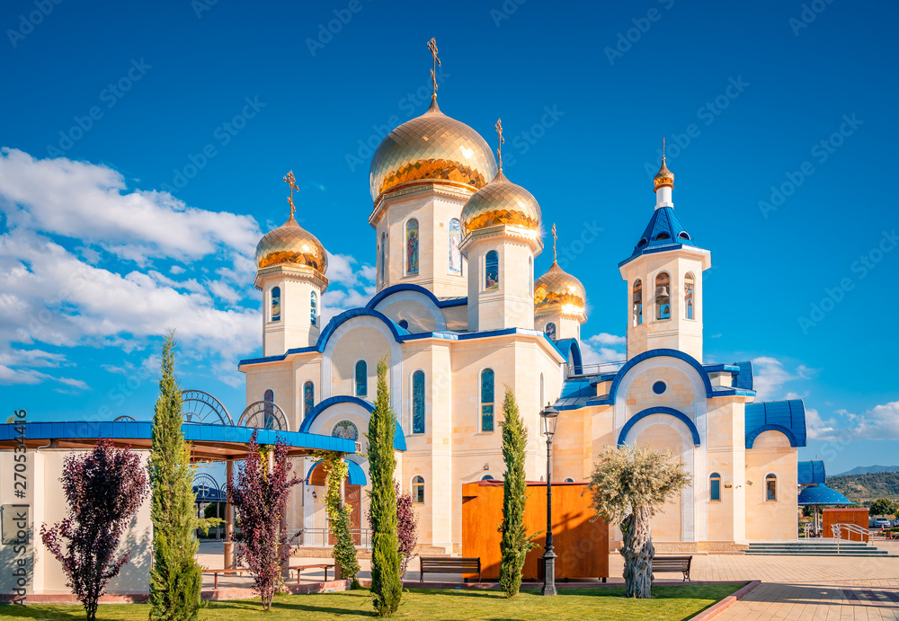 Russian style orthodox church dedicated to Saint Andrew at the village Episkopio of in Cyprus
