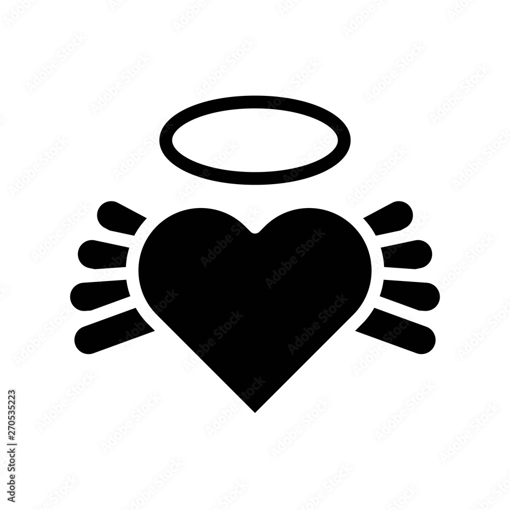Heart with wing vector, Valentine and love related solid icon Heart with wing vector, Valentine and love related solid icon
