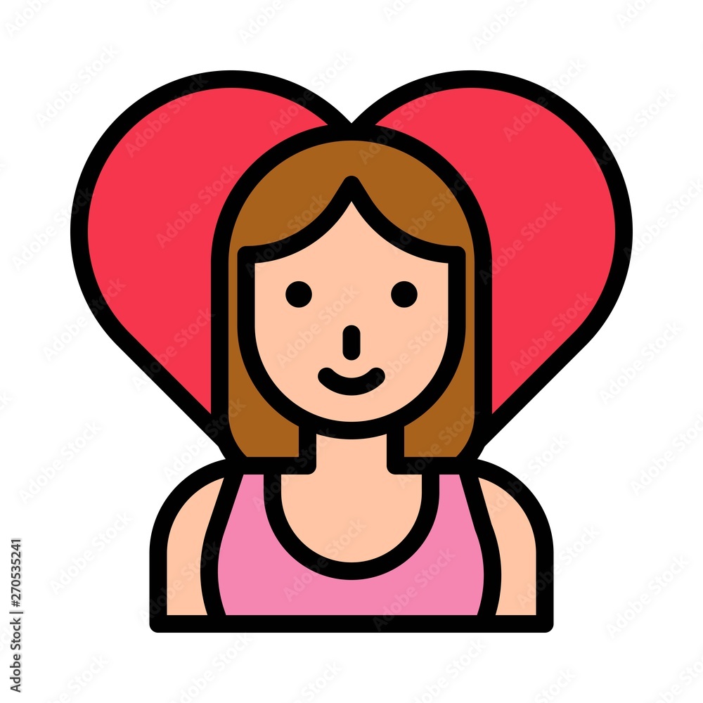 Woman vector, Valentine and love related filled outline icon Woman vector, Valentine and love related filled outline icon