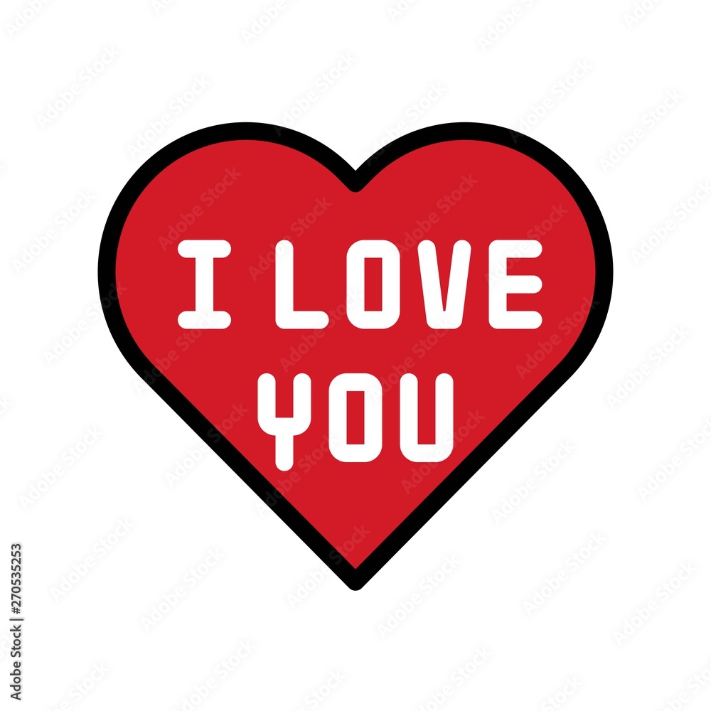 I love you heart vector, Valentine and love related filled outline icon I love you heart vector, Valentine and love related filled outline icon