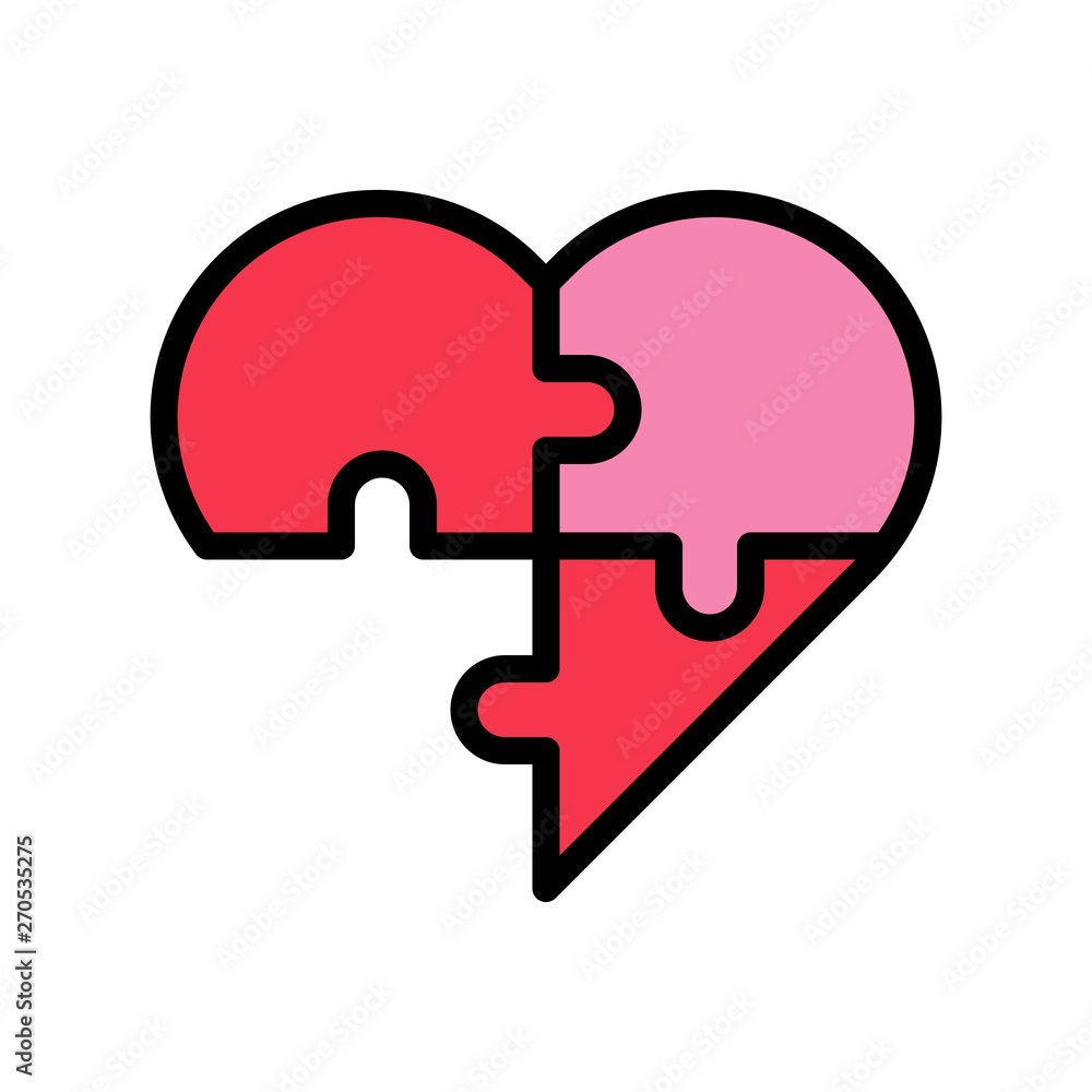 Puzzle heart vector, Valentine and love related filled outline icon Puzzle heart vector, Valentine and love related filled outline icon