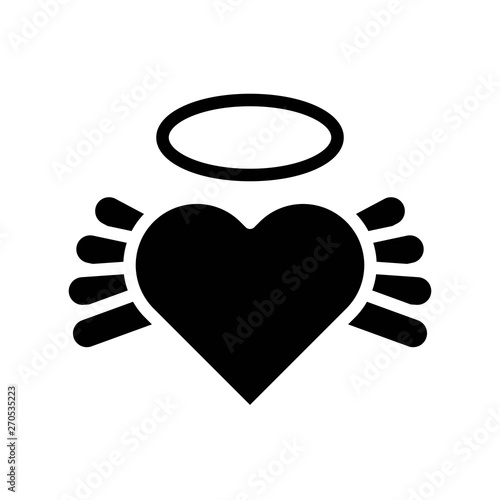 Heart with wing vector, Valentine and love related solid icon