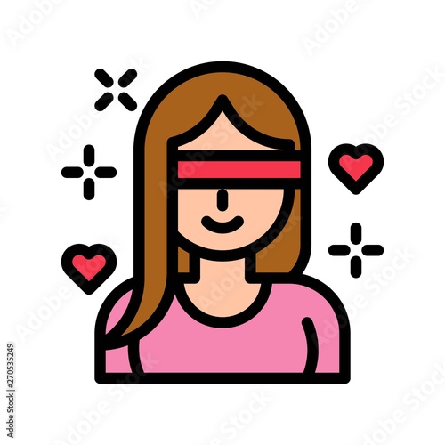 Love is blind vector, Valentine and love related filled outline icon