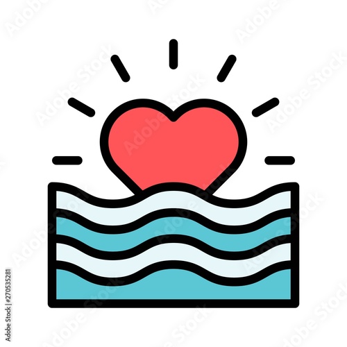Heart and wave vector, Valentine and love related filled outline icon
