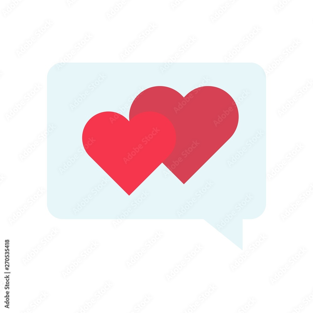 Heart in bubble speech vector, Valentine and love related flat icon
