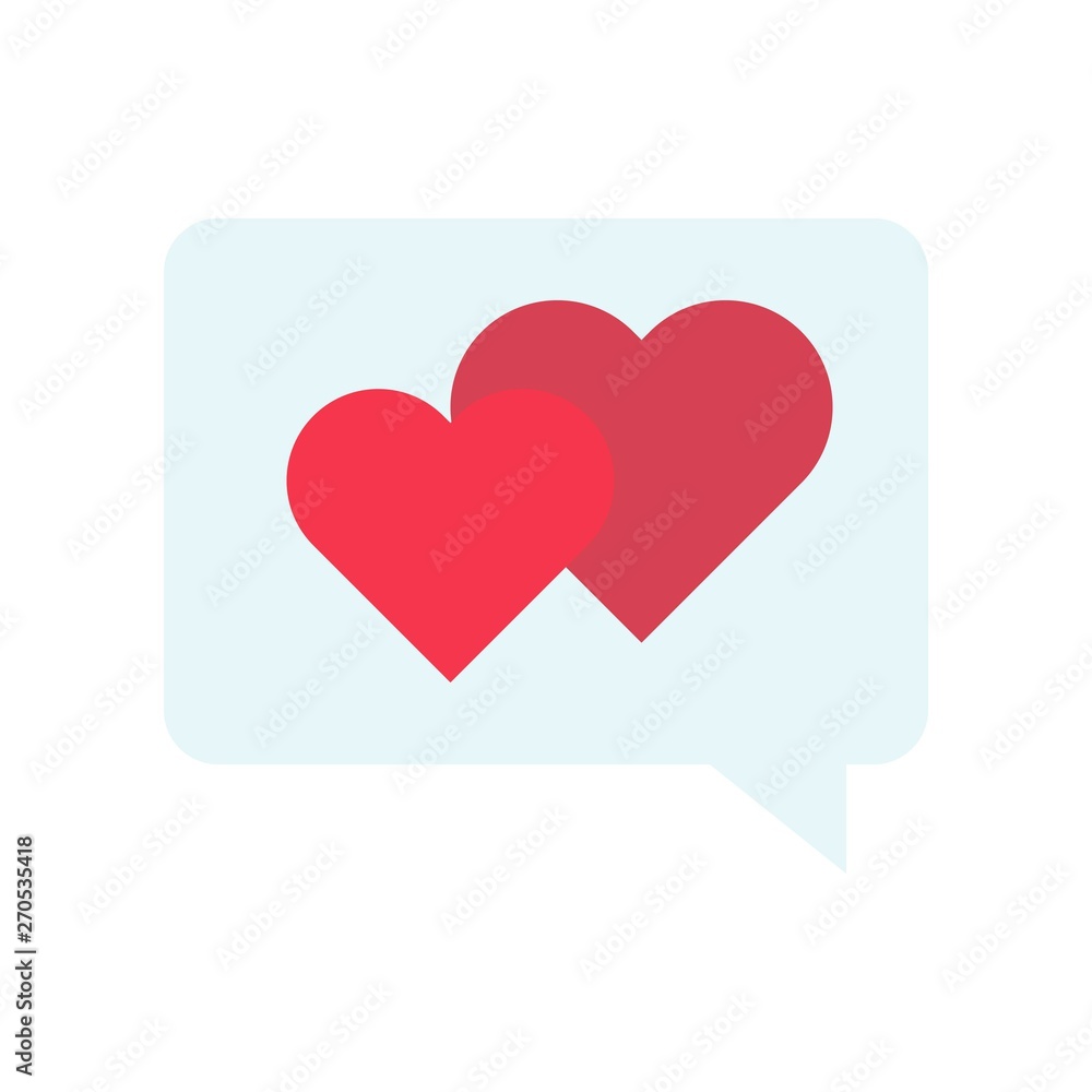 Heart in bubble speech vector, Valentine and love related flat icon Heart in bubble speech vector, Valentine and love related flat icon